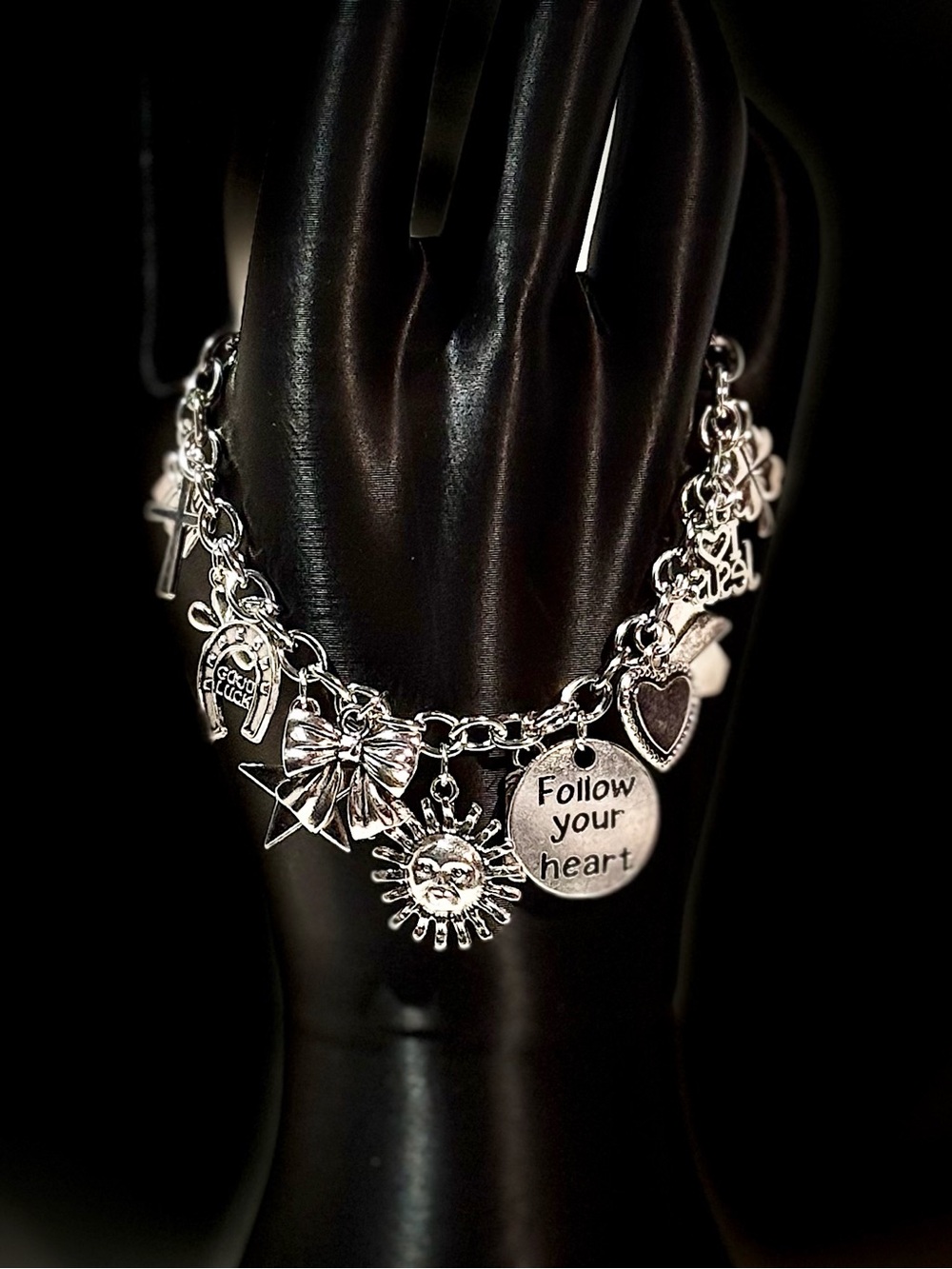 Silver Charm Bracelet - Follow Your Heart Pendant
